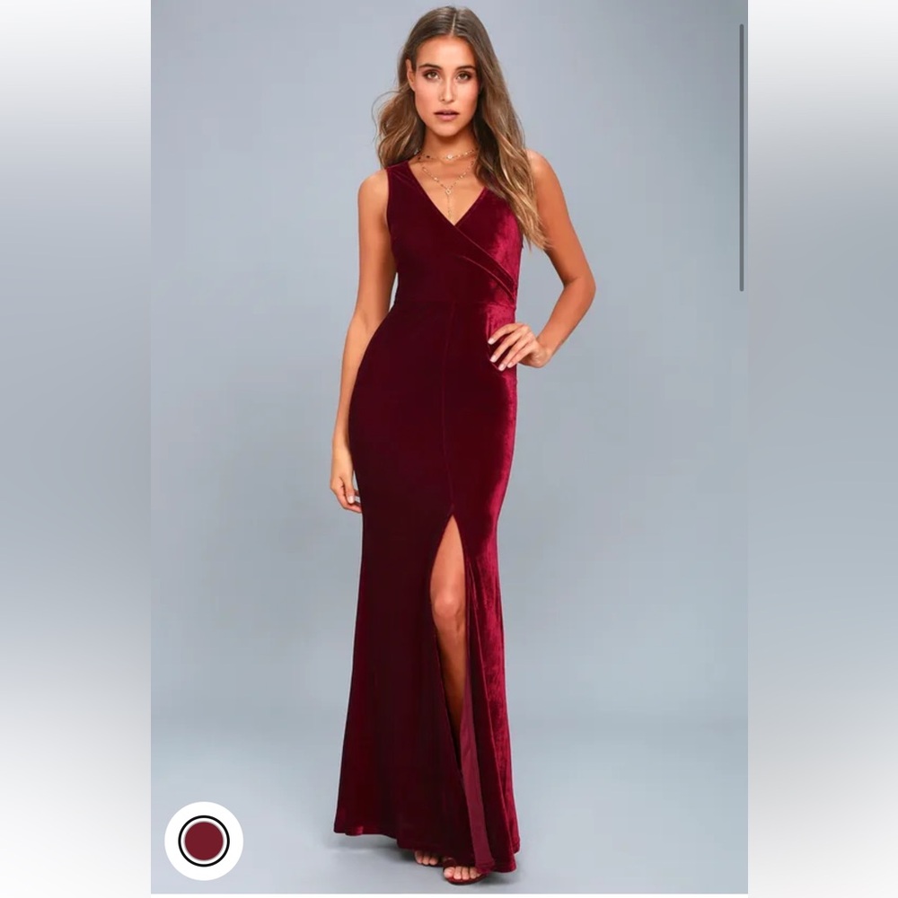 Lulus Crushin' It Burgundy Velvet Maxi Dress Red - Size S